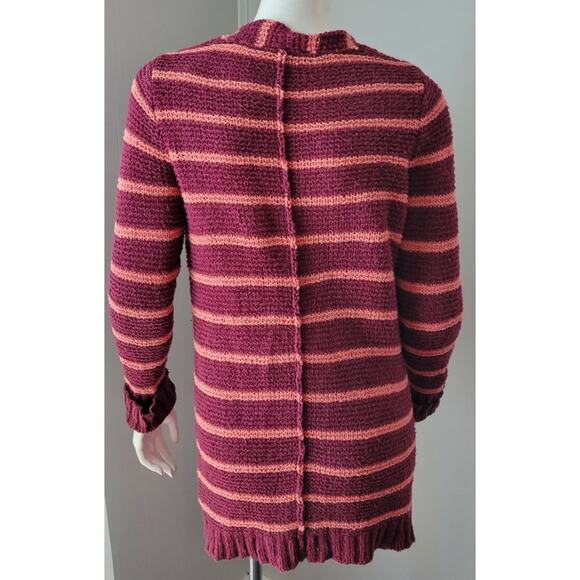 Free People Sz. XS Sweater Striped Cardigan Lightweight Big Button Pockets Long - Picture 5 of 16